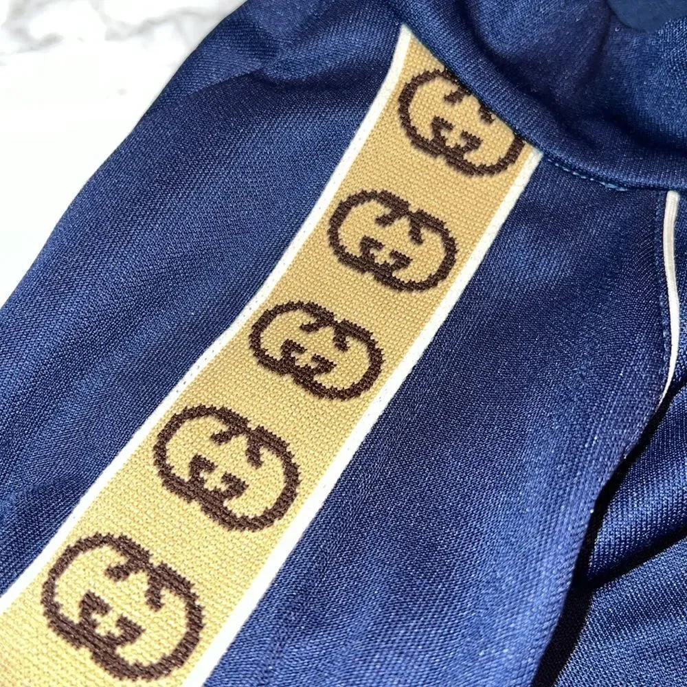 GUCCI BOYS JERSEY “GG” TRIM ZIP UP 24M
